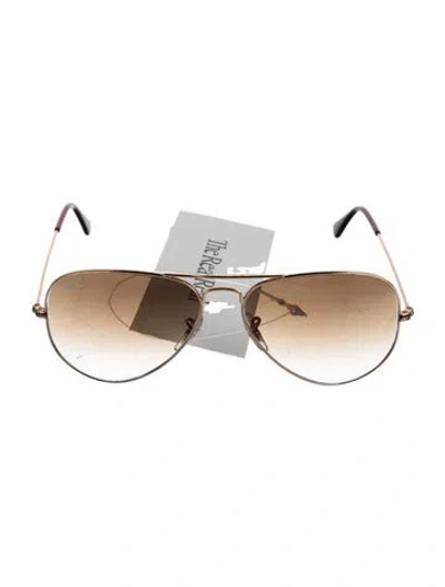 Pre-owned Ray Ban Aviator Gradient Sunglasses In Gold