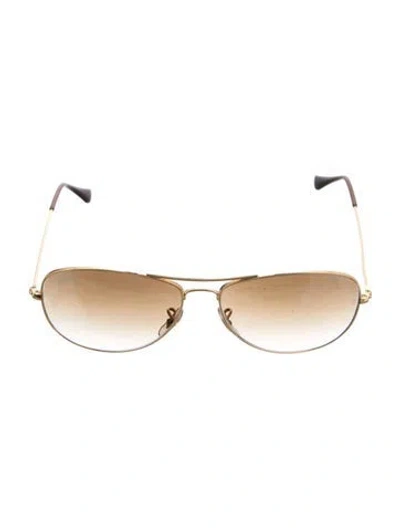 Pre-owned Ray Ban Aviator Gradient Sunglasses In Gold