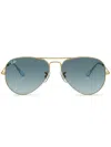 Ray Ban Sunglasses Unisex Aviator Gradient - Gold Frame Blue Lenses 55-14 In Gold