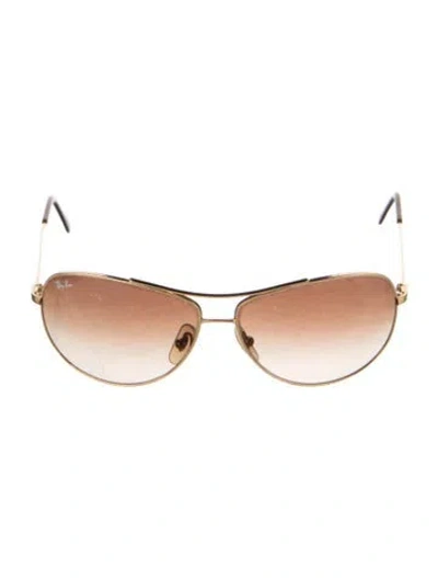 Pre-owned Ray Ban Aviator Gradient Sunglasses In Gold/metallic
