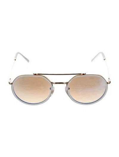 Pre-owned Ray Ban Aviator Gradient Sunglasses In Gold/white