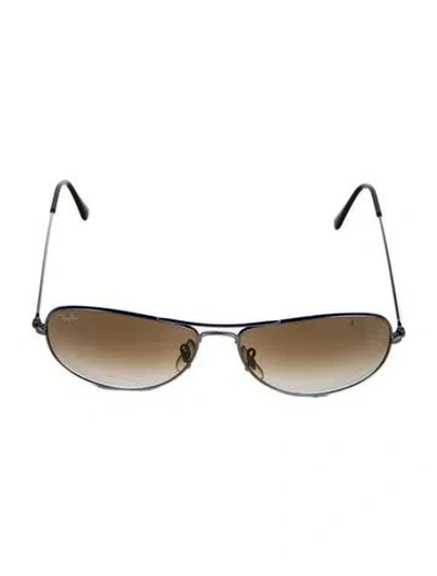 Pre-owned Ray Ban Aviator Gradient Sunglasses In Silver