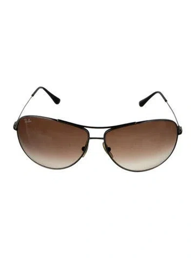 Pre-owned Ray Ban Aviator Gradient Sunglasses In Silver