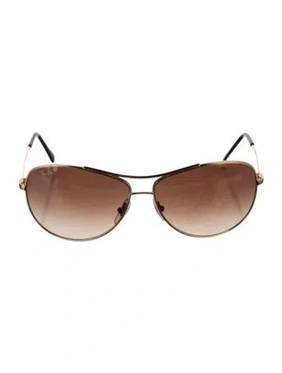 Pre-owned Ray Ban Aviator Gradient Sunglasses In Silver