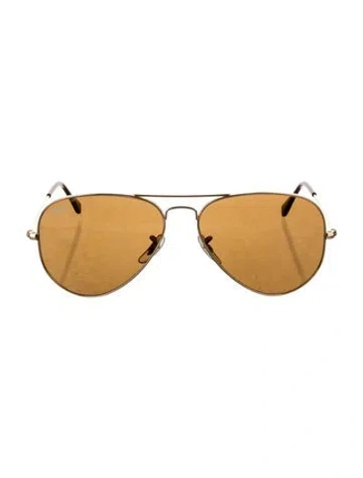 Pre-owned Ray Ban Aviator Large Metal Aviator Sunglasses In Gold