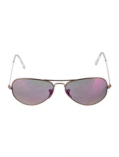Pre-owned Ray Ban Aviator Large Metal Aviator Sunglasses In Gold/purple