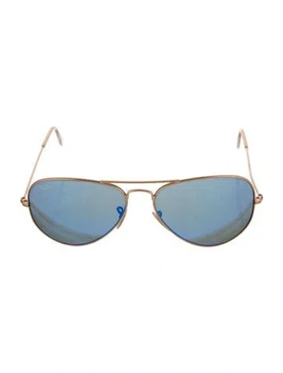 Pre-owned Ray Ban Aviator Large Metal Flash Lenses Aviator Sunglasses In Gold