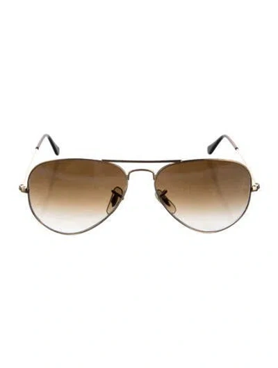 Pre-owned Ray Ban Aviator Large Metal Gradient Aviator Sunglasses In Brown/gold
