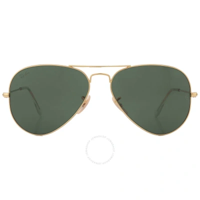 Ray Ban Aviator Large Metal Green Aviator Unisex Sunglasses Rb3025 W3400 58 In Gold / Green