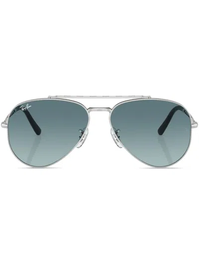 Ray Ban Aviator Logo-print Sunglasses In Silber