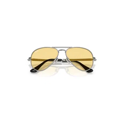 Ray Ban Aviator Max Summer Capsule Sunglasses Gunmetal Frame Yellow Lenses 58-16 In Gray
