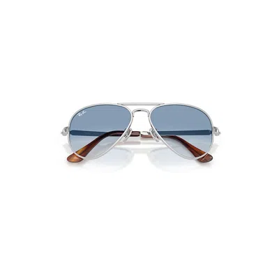 Ray Ban Aviator Max Sunglasses Silver Frame Blue Lenses 62-16