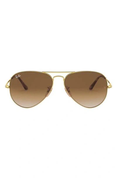 Ray Ban Aviator Metal Ii 58mm Gradient Pilot Sunglasses In Gold/ Brown Gradient