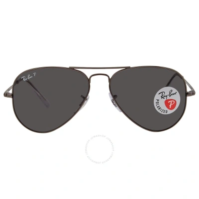 Ray Ban Aviator Metal Ii Polarized Black Aviator Unisex Sunglasses Rb3689 004/48 55 In Black / Gun Metal