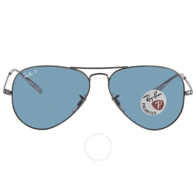 Ray Ban Aviator Metal Ii Polarized Blue Gradient Unisex Sunglasses Rb3689 004/s2 58 In Blue / Gun Metal