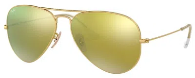 Pre-owned Ray Ban Ray-ban Aviator Metal Rb3025 112/93 Gold Pilot Yellow Mirrored Flash Sunglasses
