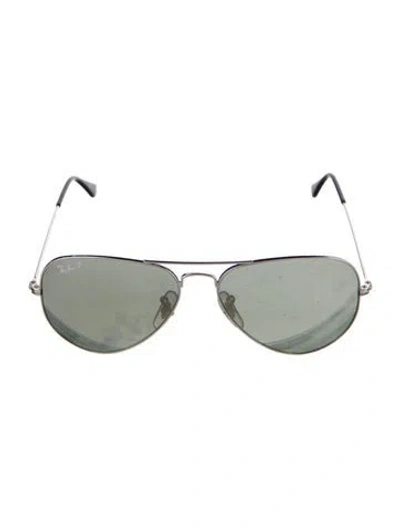Pre-owned Ray Ban Aviator Mirror Aviator Sunglasses In Silver