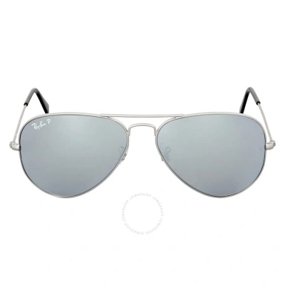Ray Ban Aviator Mirror Polarized Silver Flash Aviator Unisex Sunglasses Rb3025 019/w3 58 In White