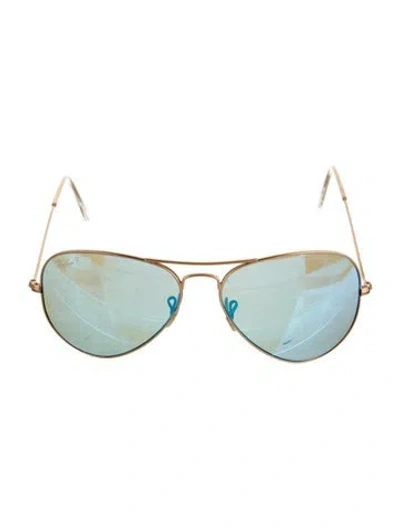 Pre-owned Ray Ban Aviator Mirrored Sunglasses In Blue