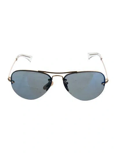 Pre-owned Ray Ban Aviator Mirrored Sunglasses In Blue