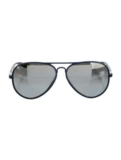 Pre-owned Ray Ban Aviator Mirrored Sunglasses In Blue