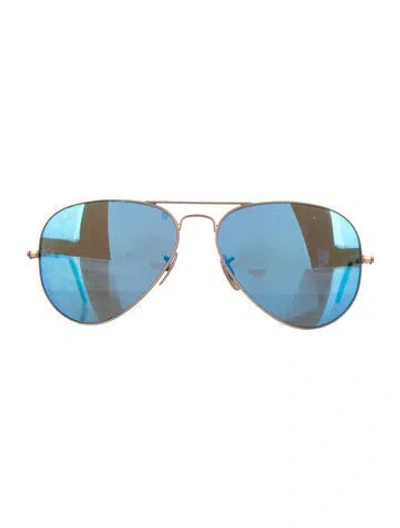 Pre-owned Ray Ban Aviator Mirrored Sunglasses In Blue/gold