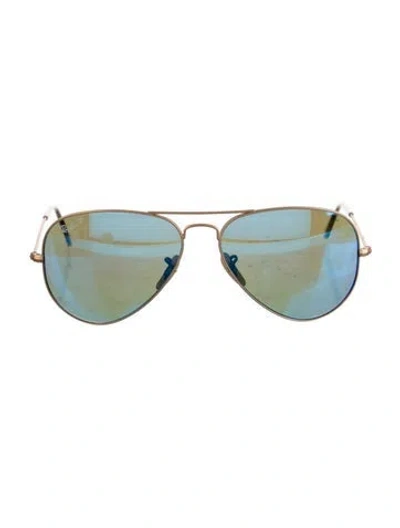 Pre-owned Ray Ban Aviator Mirrored Sunglasses In Blue/gold