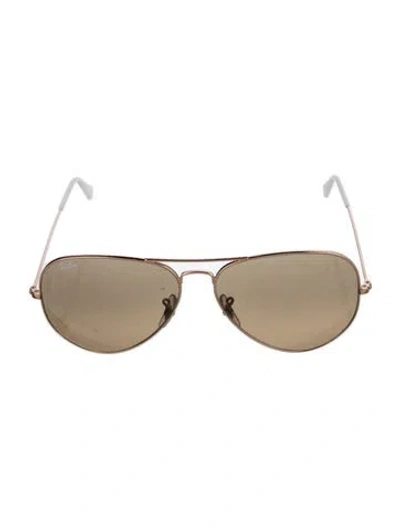 Pre-owned Ray Ban Aviator Mirrored Sunglasses In Brown
