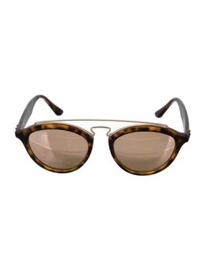 Pre-owned Ray Ban Aviator Mirrored Sunglasses In Brown