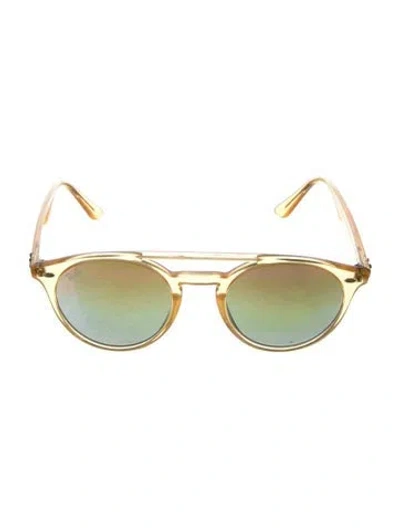 Pre-owned Ray Ban Aviator Mirrored Sunglasses In Clear/yellow