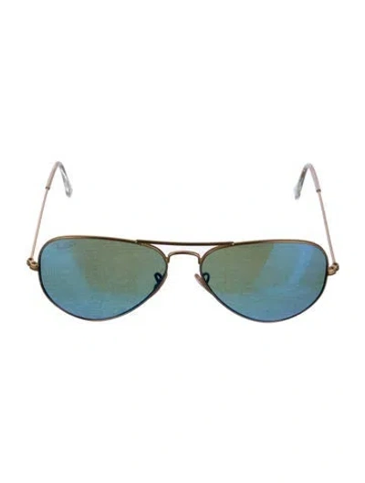 Pre-owned Ray Ban Aviator Mirrored Sunglasses In Gold