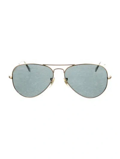 Pre-owned Ray Ban Aviator Mirrored Sunglasses In Gold