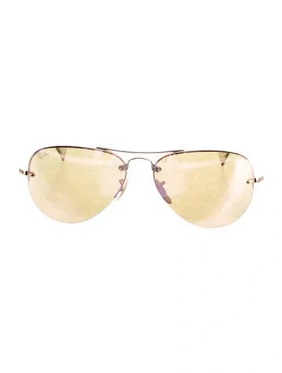 Pre-owned Ray Ban Aviator Mirrored Sunglasses In Gold