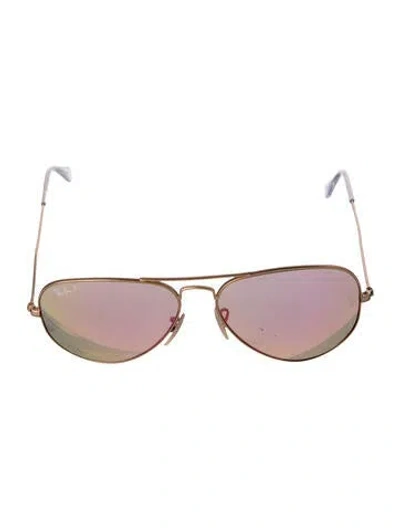 Pre-owned Ray Ban Aviator Mirrored Sunglasses In Gold
