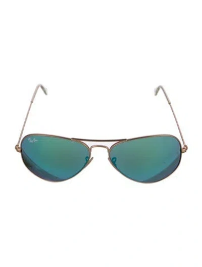 Pre-owned Ray Ban Aviator Mirrored Sunglasses In Gold
