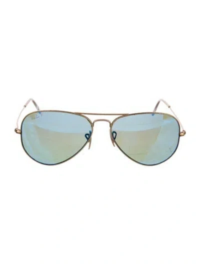 Pre-owned Ray Ban Aviator Mirrored Sunglasses In Gold