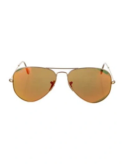 Pre-owned Ray Ban Aviator Mirrored Sunglasses In Gold