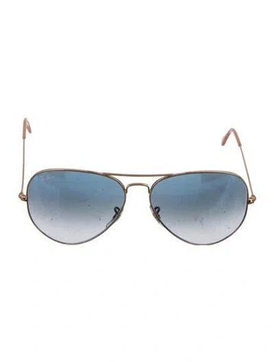 Pre-owned Ray Ban Aviator Mirrored Sunglasses In Gold