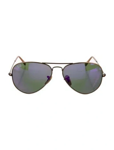 Pre-owned Ray Ban Aviator Mirrored Sunglasses In Gold