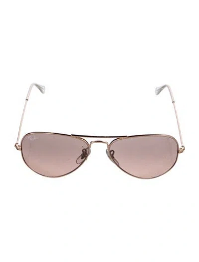 Pre-owned Ray Ban Aviator Mirrored Sunglasses In Gold