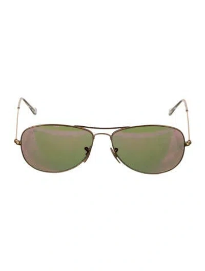 Pre-owned Ray Ban Aviator Mirrored Sunglasses In Gold