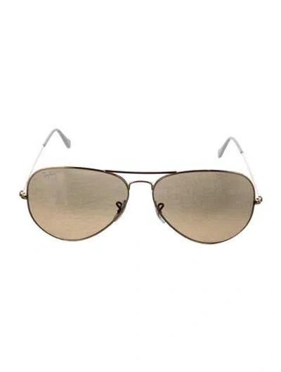 Pre-owned Ray Ban Aviator Mirrored Sunglasses In Gold