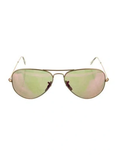 Pre-owned Ray Ban Aviator Mirrored Sunglasses In Gold