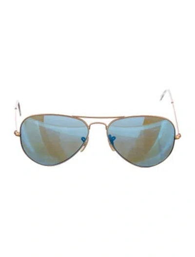 Pre-owned Ray Ban Aviator Mirrored Sunglasses In Gold