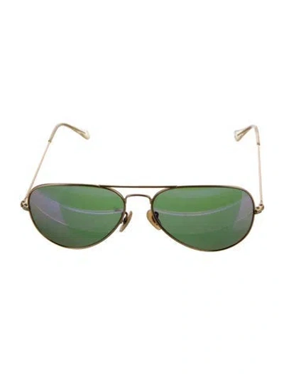 Pre-owned Ray Ban Aviator Mirrored Sunglasses In Gold