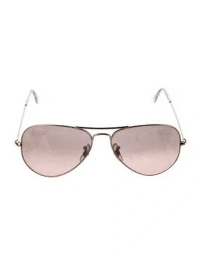 Pre-owned Ray Ban Aviator Mirrored Sunglasses In Gold