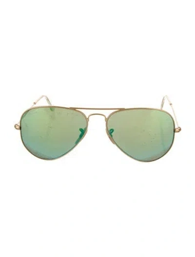 Pre-owned Ray Ban Aviator Mirrored Sunglasses In Gold
