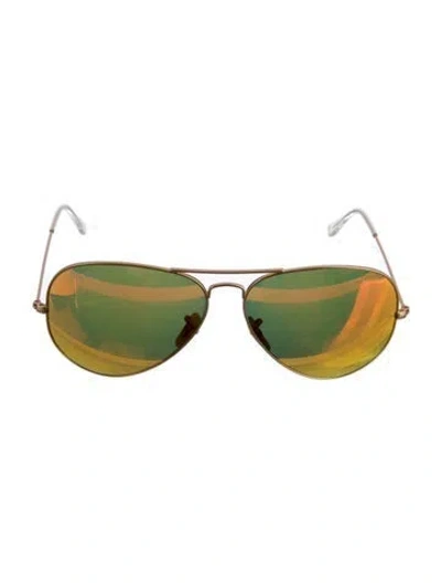 Pre-owned Ray Ban Aviator Mirrored Sunglasses In Gold