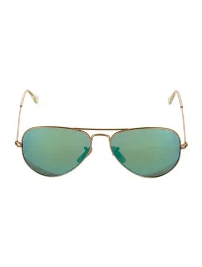 Pre-owned Ray Ban Aviator Mirrored Sunglasses In Gold