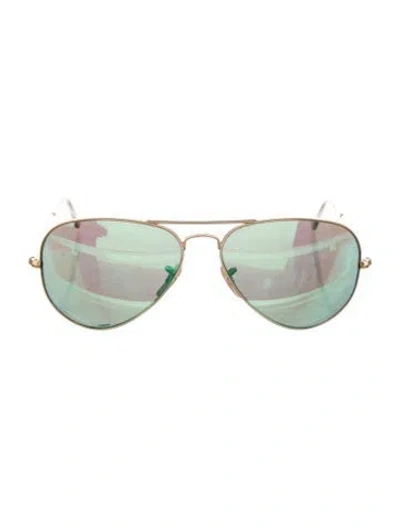 Pre-owned Ray Ban Aviator Mirrored Sunglasses In Gold